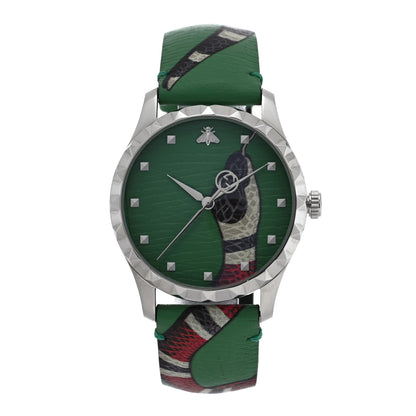 Gucci Stainless Steel Calfskin 38mm Le Marche Des Merveilles Snake Quartz Watch Green 1 of 5