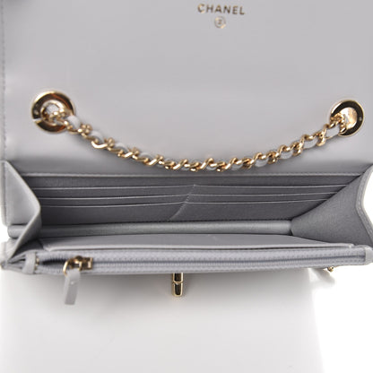 Chanel Lambskin Chevron Quilted Trendy CC Wallet On Chain WOC Grey 5 of 9