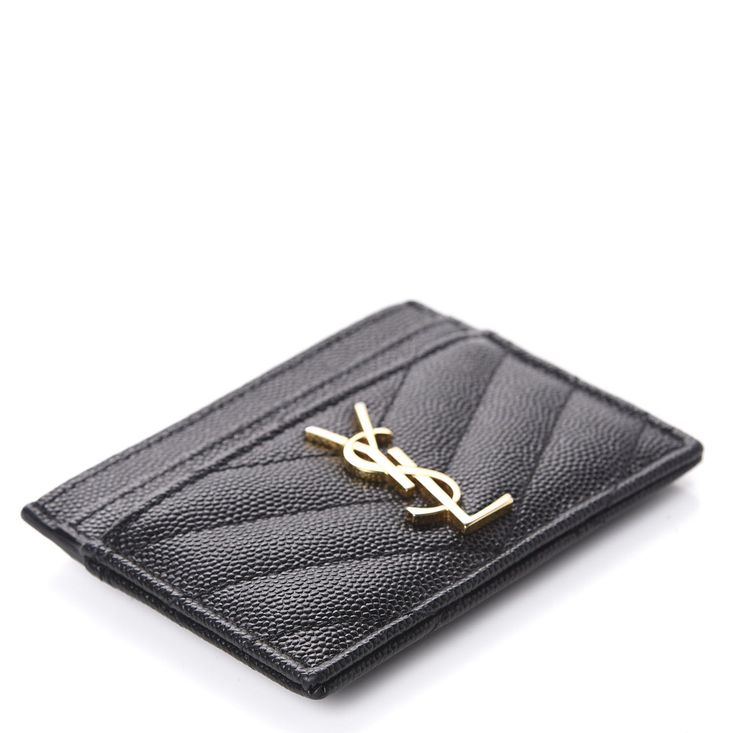 Grain De Poudre Matelasse Chevron Monogram Credit Card Case Black