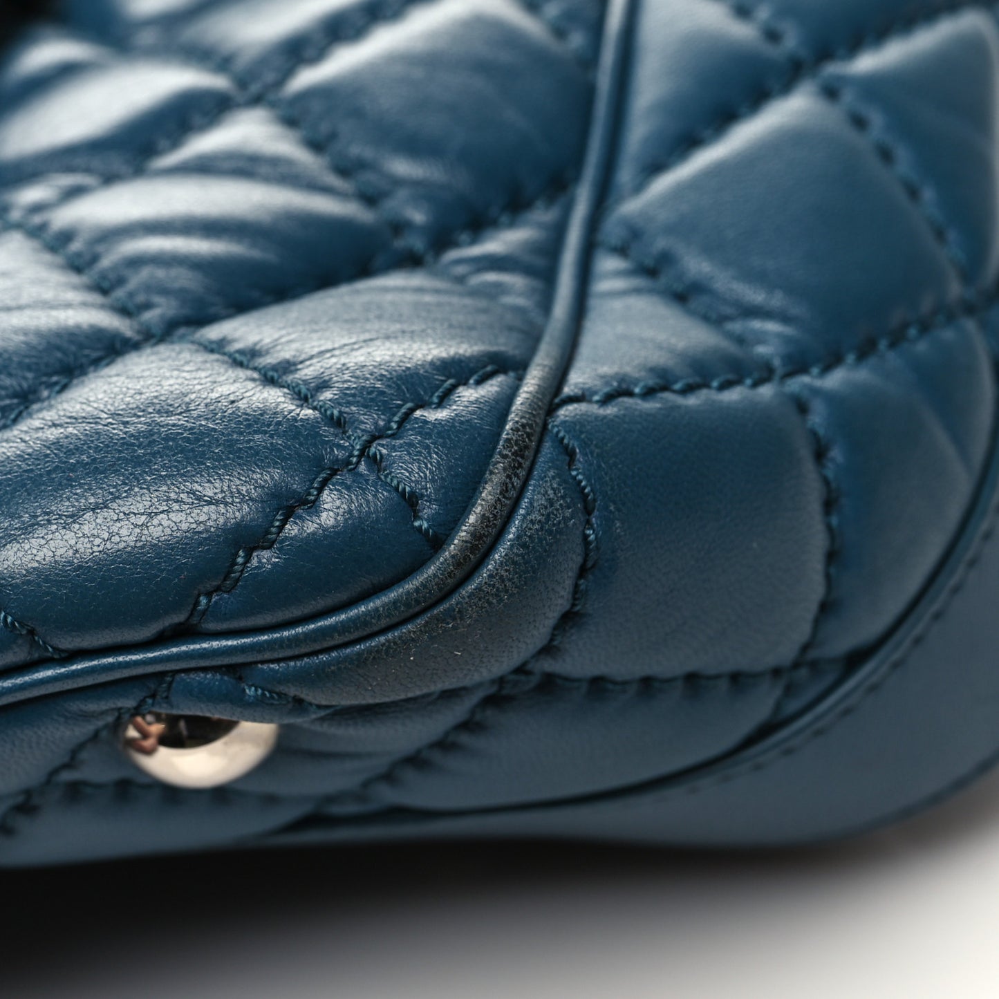 Lambskin Quilted Easy Carry Shopping Tote Blue