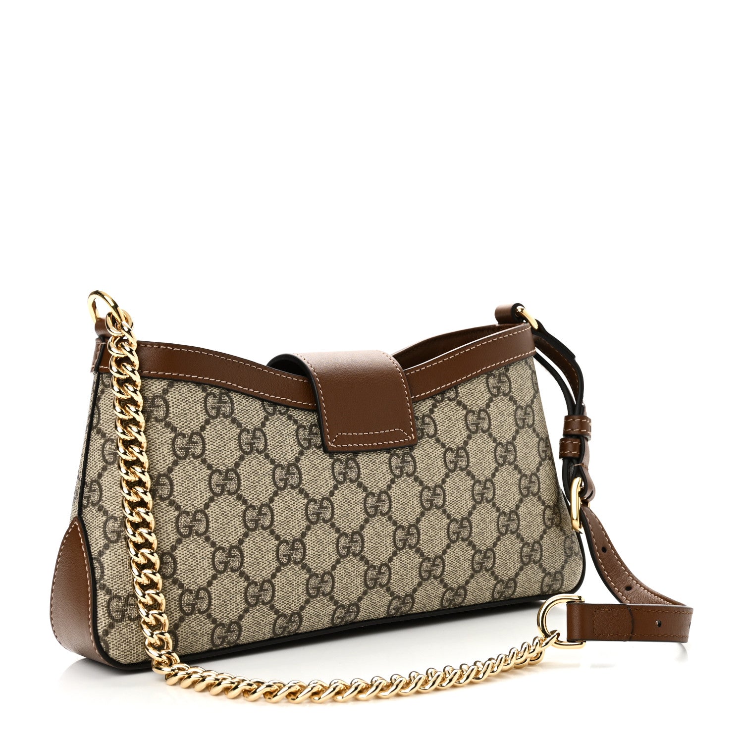 Gucci GG Supreme Monogram Calfskin Small Padlock Chain Shoulder Bag Beige Ebony Brown Sugar 3 of 10
