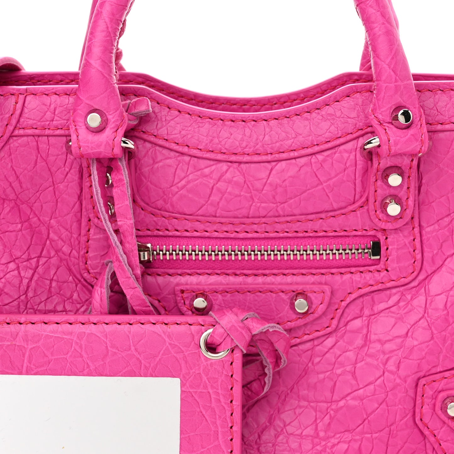 Agneau Classic Silver Hardware Nano City Fuchsia