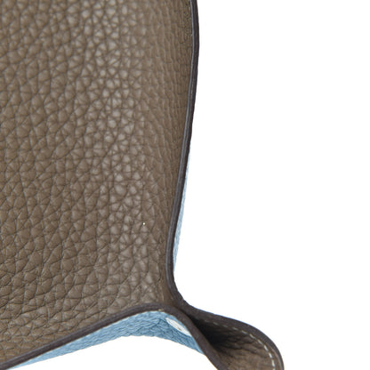 Hermes Taurillon Clemence Mises et Relances H'Dot Change Tray Etoupe Blue Jean 7 of 7