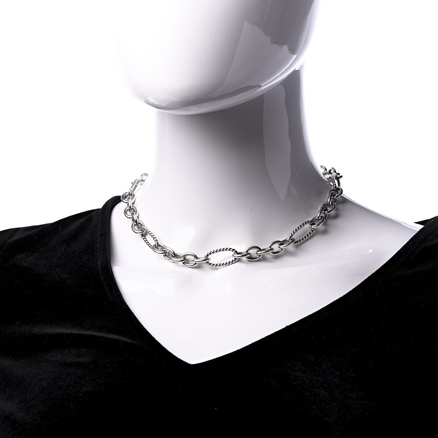 Sterling Silver 18K Yellow Gold Link Figaro Link Toggle Necklace 15.5