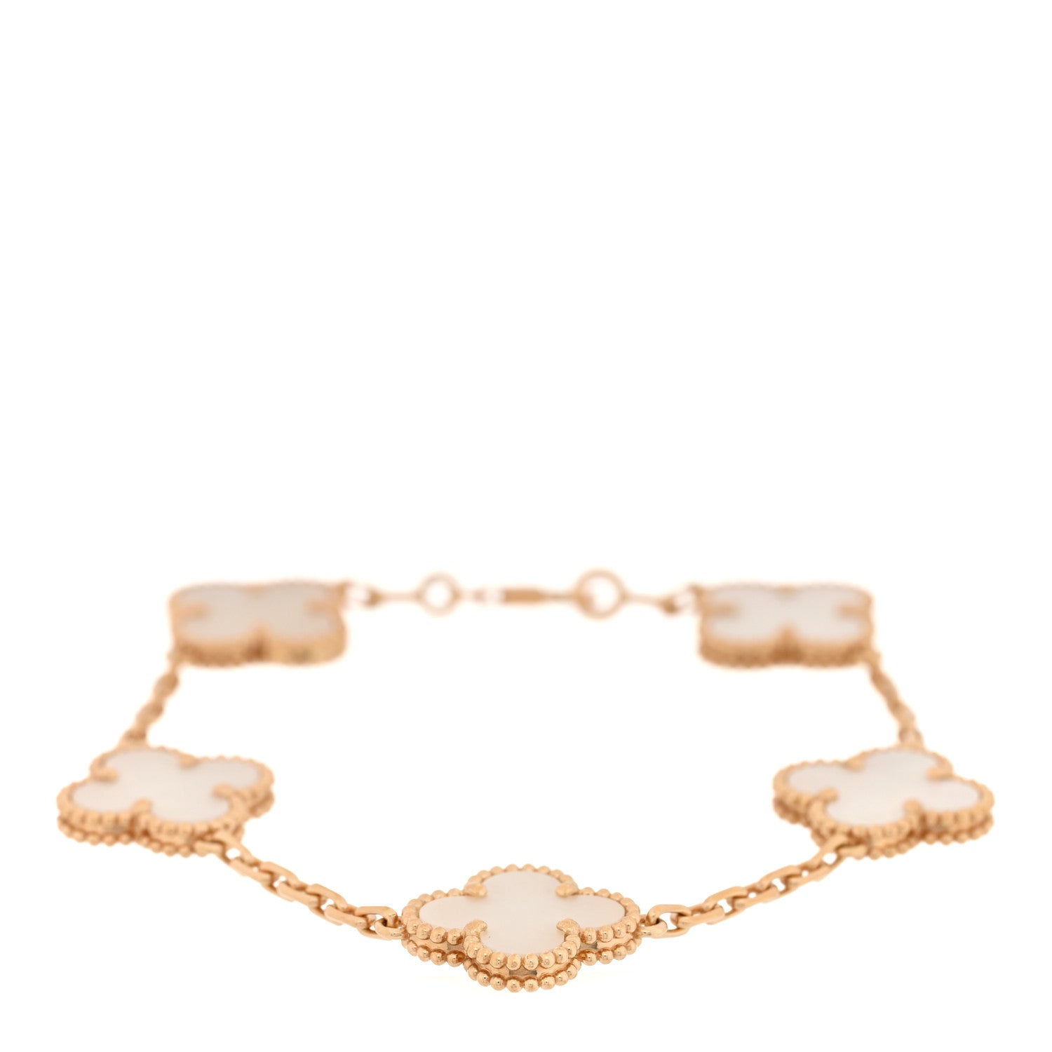 Van Cleef & Arpels 18K Yellow Gold Mother of Pearl 5 Motifs Vintage Alhambra Bracelet 1 of 4