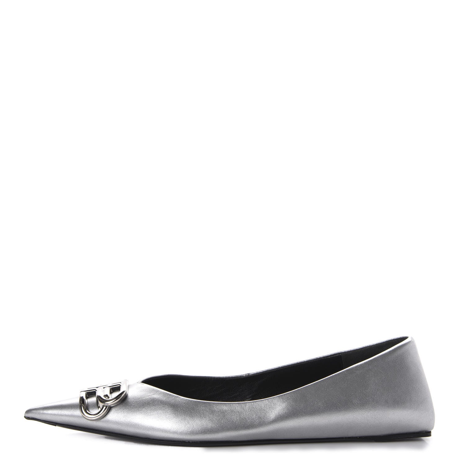 Balenciaga Metallic Calfskin BB Knife Pointy Toe Ballerina Flats 39.5 Silver Hardware 1 of 10