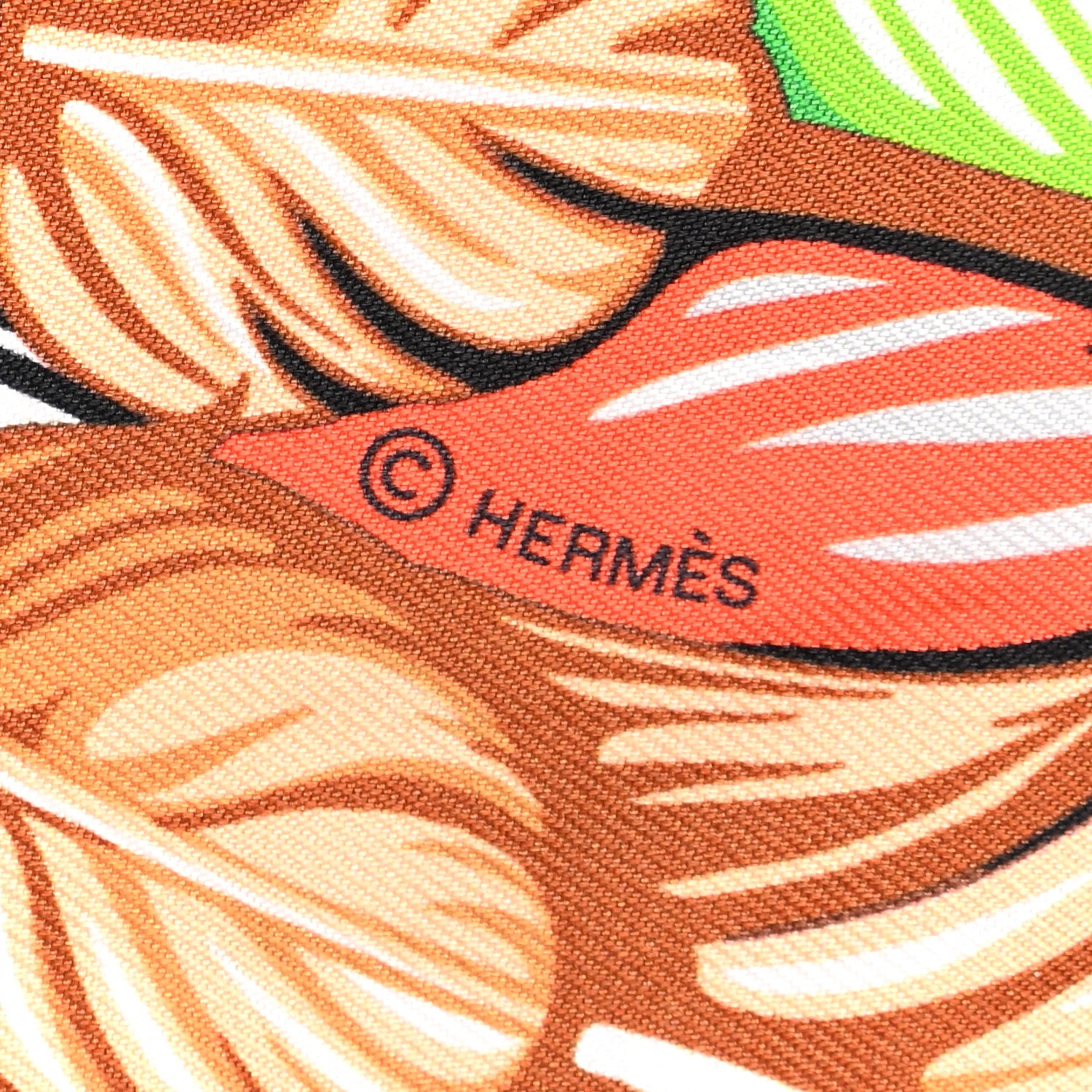 Hermes Silk La Danse Pacifique Twilly Vert Vif Corail 3 of 4