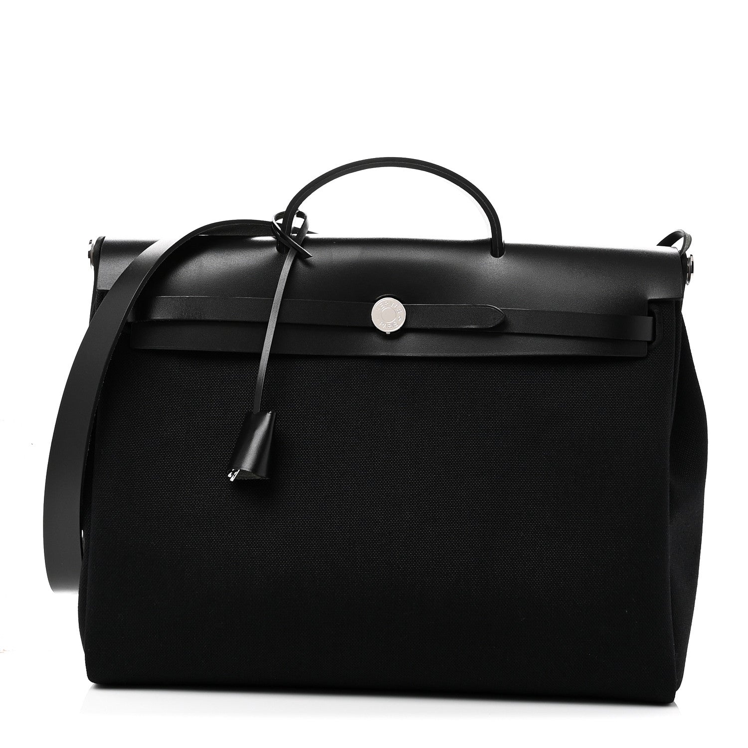 Hermes Military Toile Vache Hunter Herbag Messenger 39 Black 1 of 11