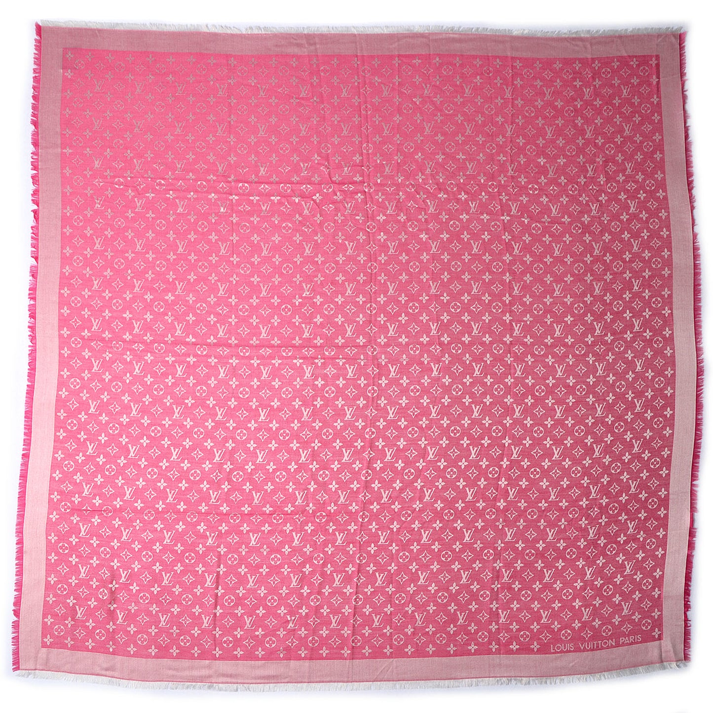 Wool Silk Monogram Denim Shawl Pivoine