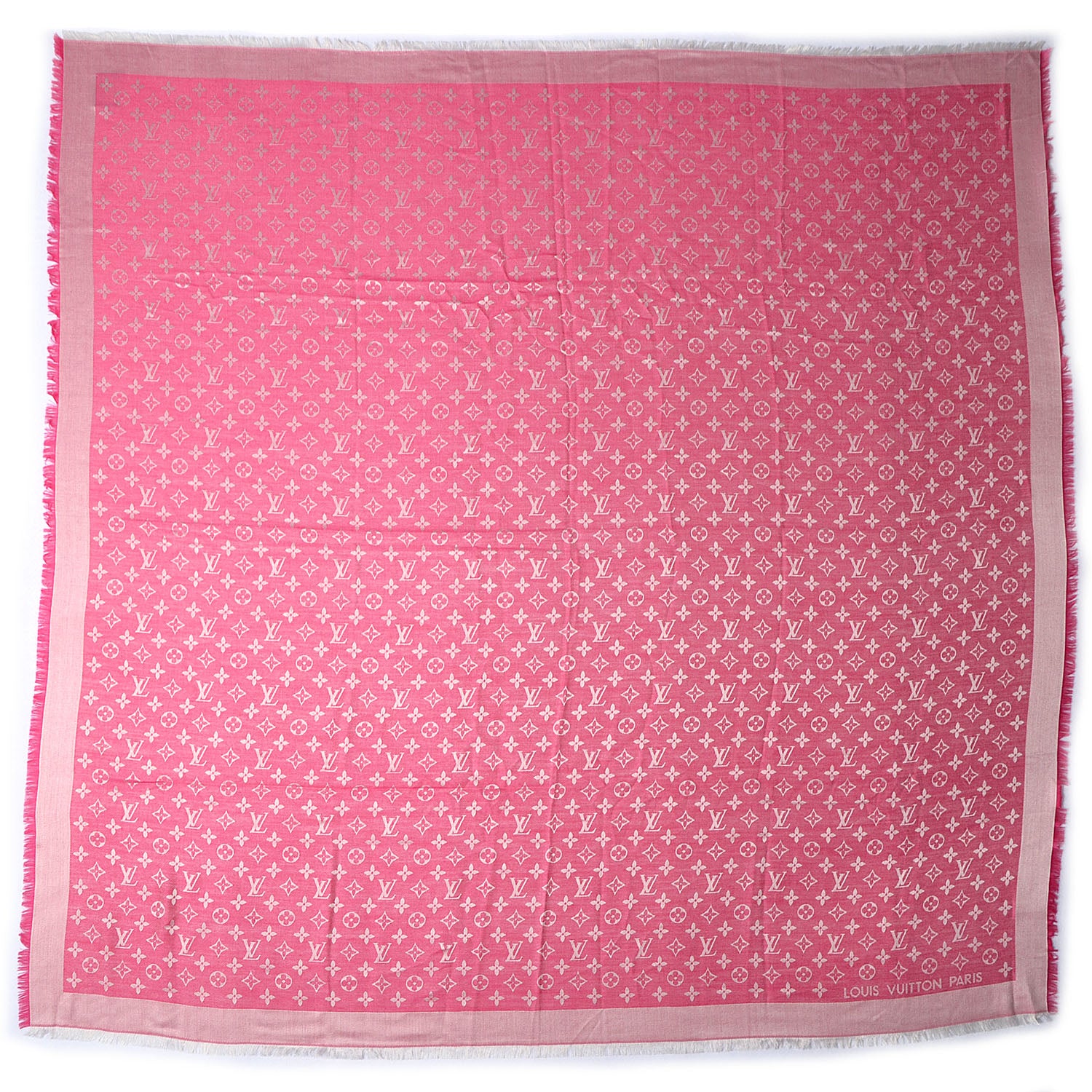 Louis Vuitton Wool Silk Monogram Denim Shawl Pivoine 3 of 5