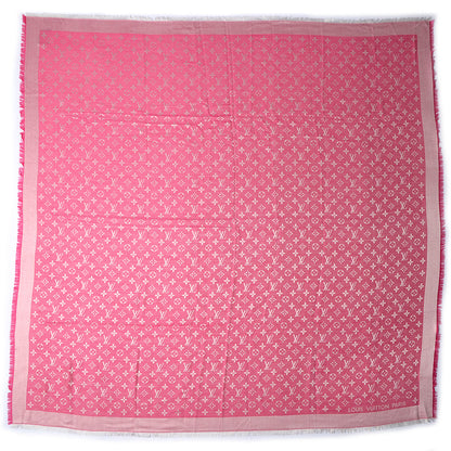 Louis Vuitton Wool Silk Monogram Denim Shawl Pivoine 3 of 5