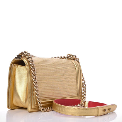 Chanel Metallic Lambskin Embossed Medium Cube Boy Flap Gold 3 of 10