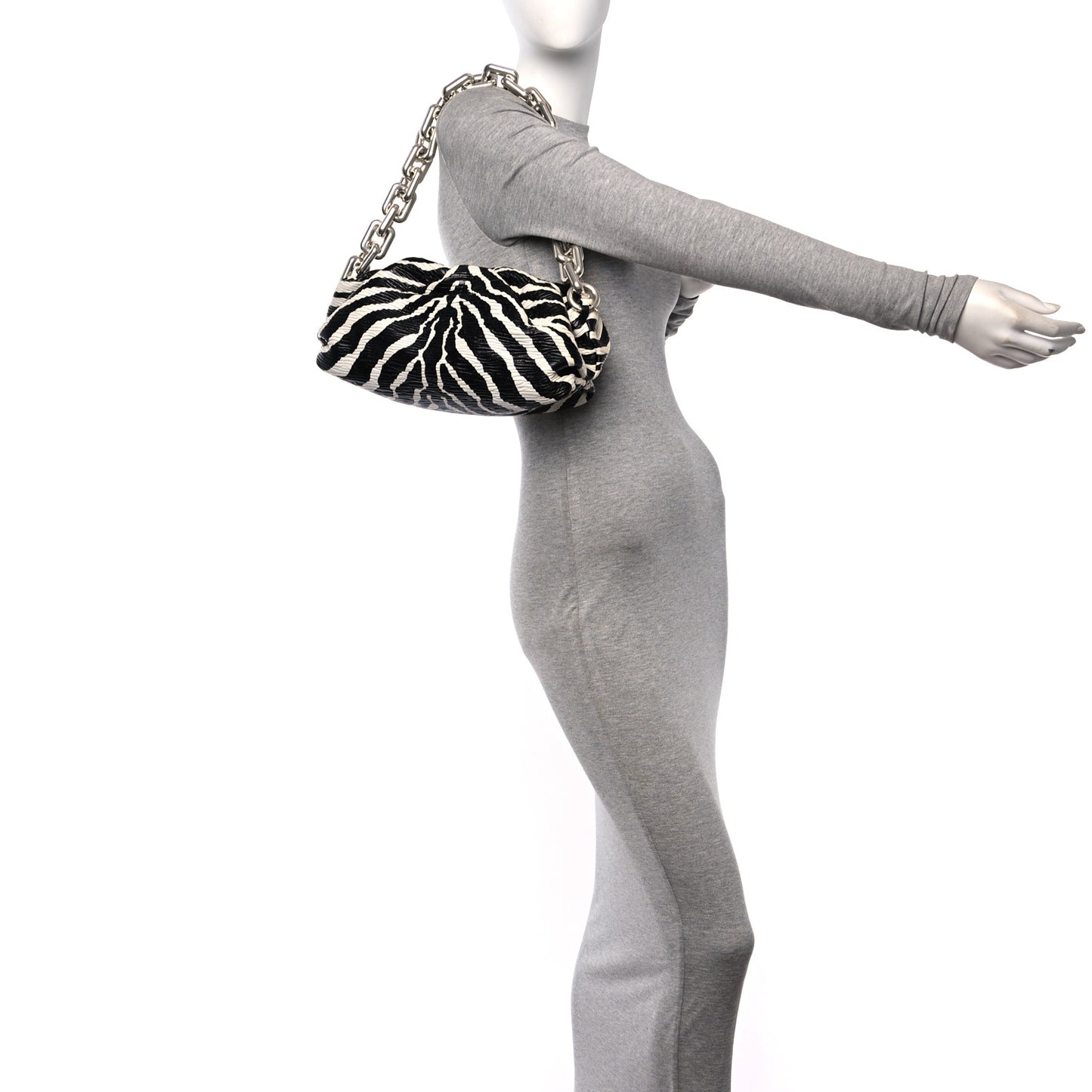 Nappa Zebra Print The Pouch Chain White Black