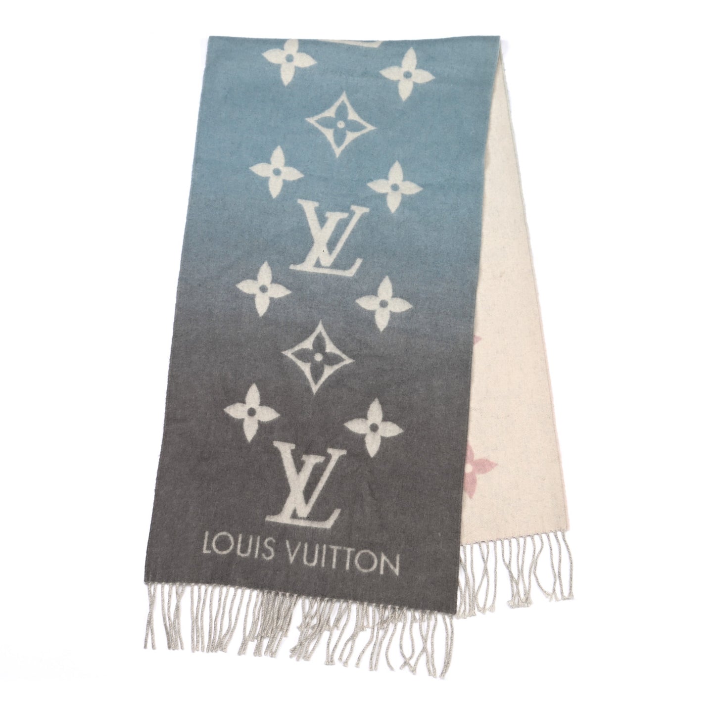 Cashmere Monogram Reykjavik Scarf Bleu Rose