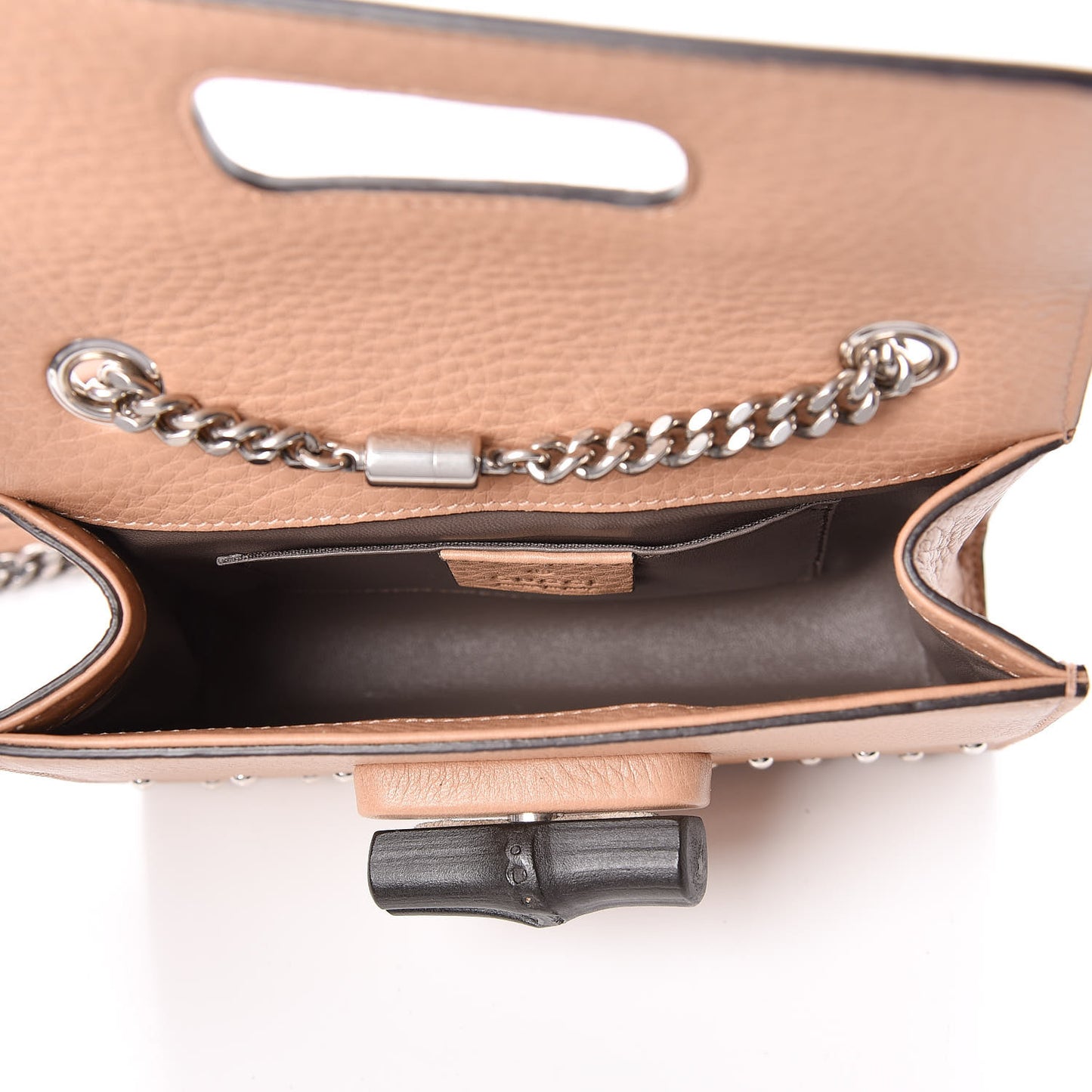 Calfskin Studded Small Miss Bamboo Shoulder Bag Camelia