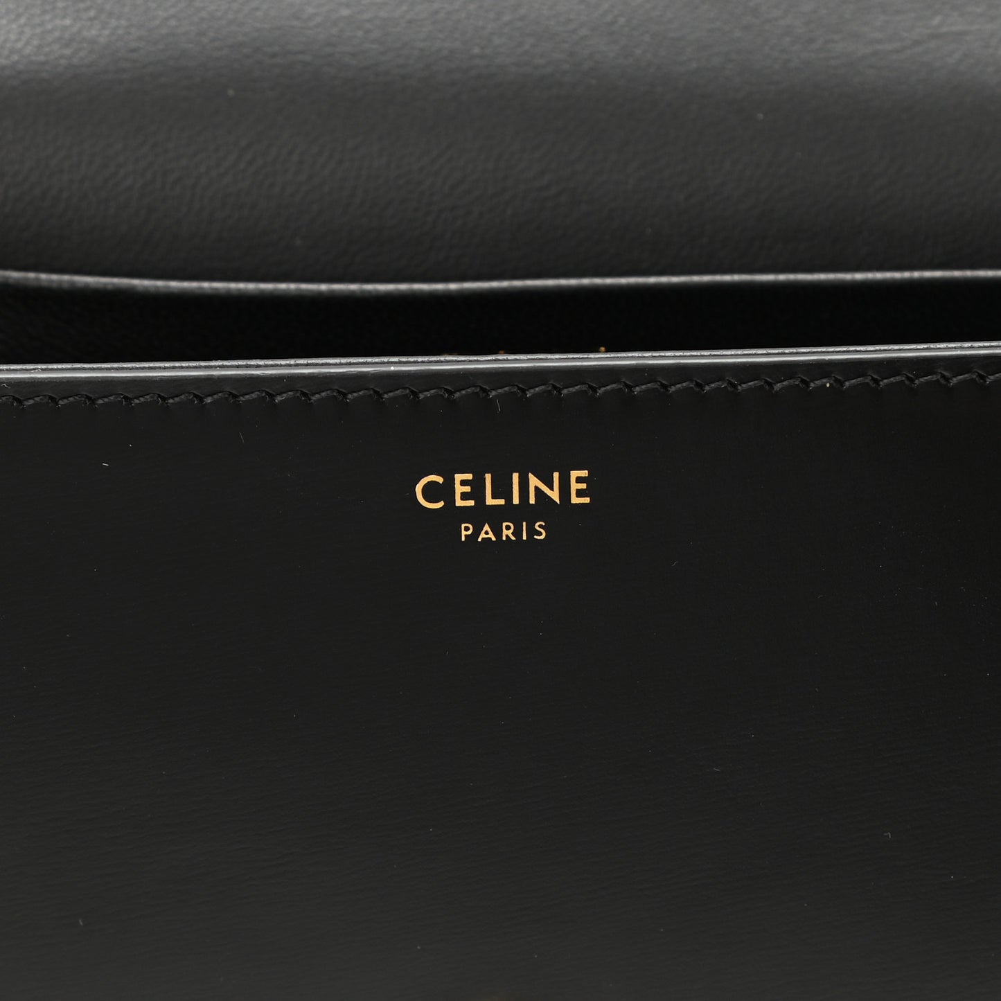 Shiny Calfskin Cuir Triomphe Chain Shoulder Bag Black