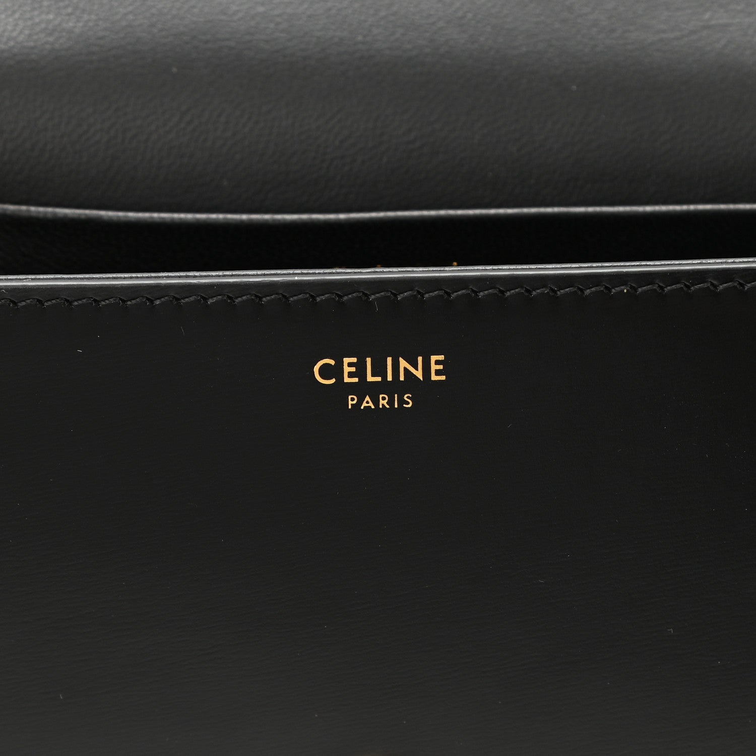 Celine Shiny Calfskin Cuir Triomphe Chain Shoulder Bag Black 6 of 8