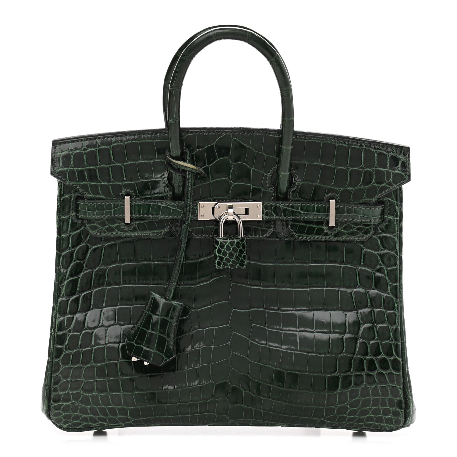 Hermes Shiny Niloticus Crocodile Birkin 25 Vert Fonce 1 of 11