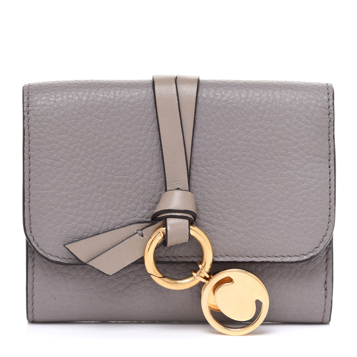 Calfskin Alphabet Trifold Wallet Cashmere Grey