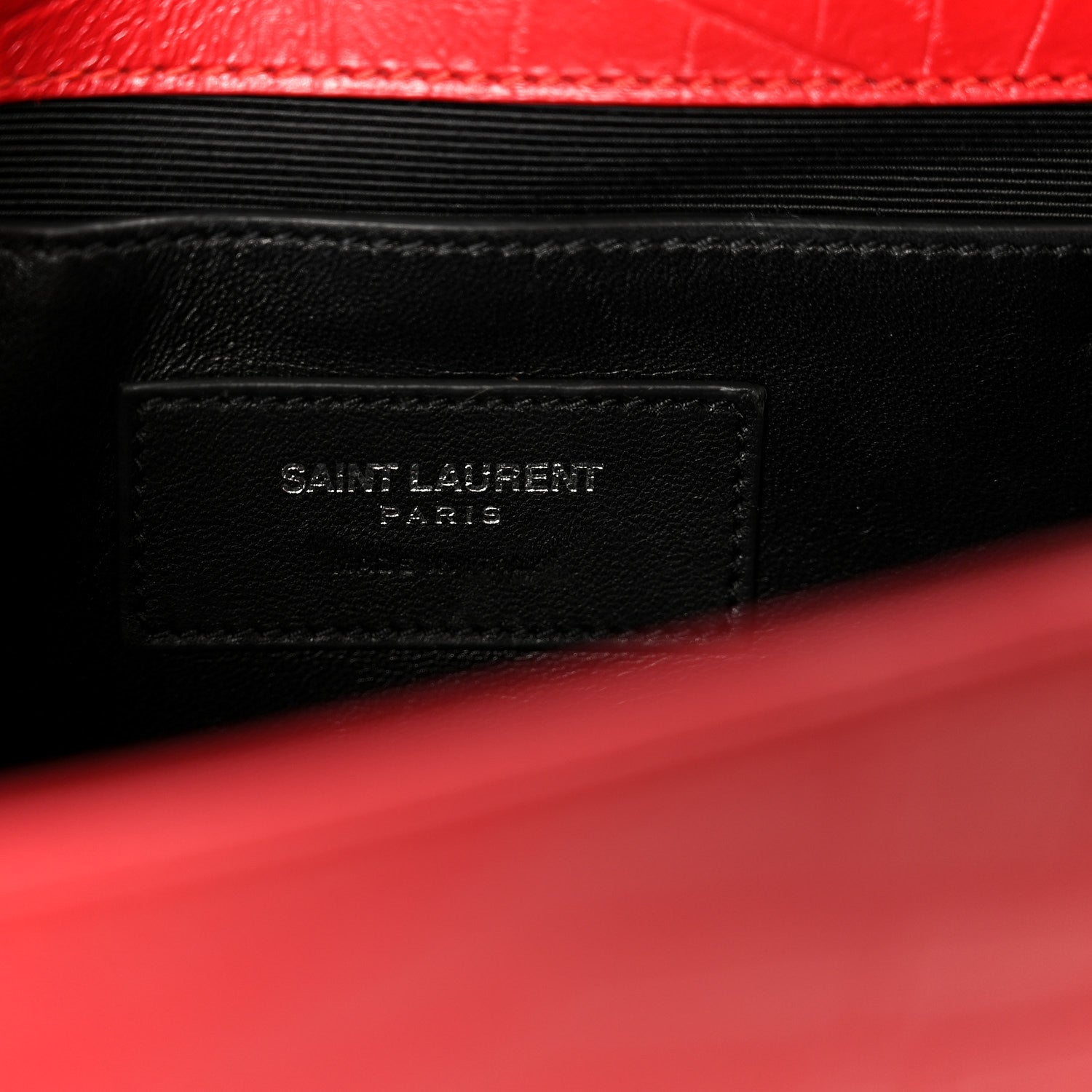 Saint Laurent Calfskin Crocodile Embossed Medium Classic Monogram Kate Tassel Satchel New Red 6 of 11