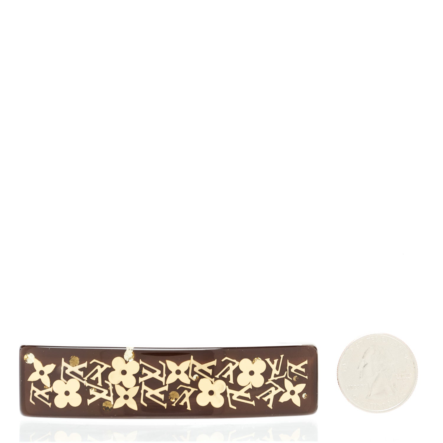 Louis Vuitton Resin Swarovski Crystal Inclusion Barrette GM Marron 2 of 4