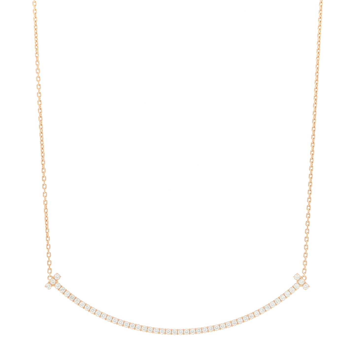 18K Rose Gold Diamond Extra Large T Smile Pendant Necklace