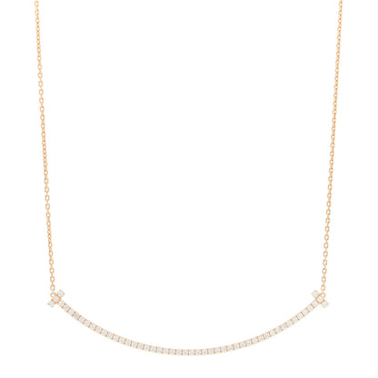 Tiffany 18K Rose Gold Diamond Extra Large T Smile Pendant Necklace 1 of 3