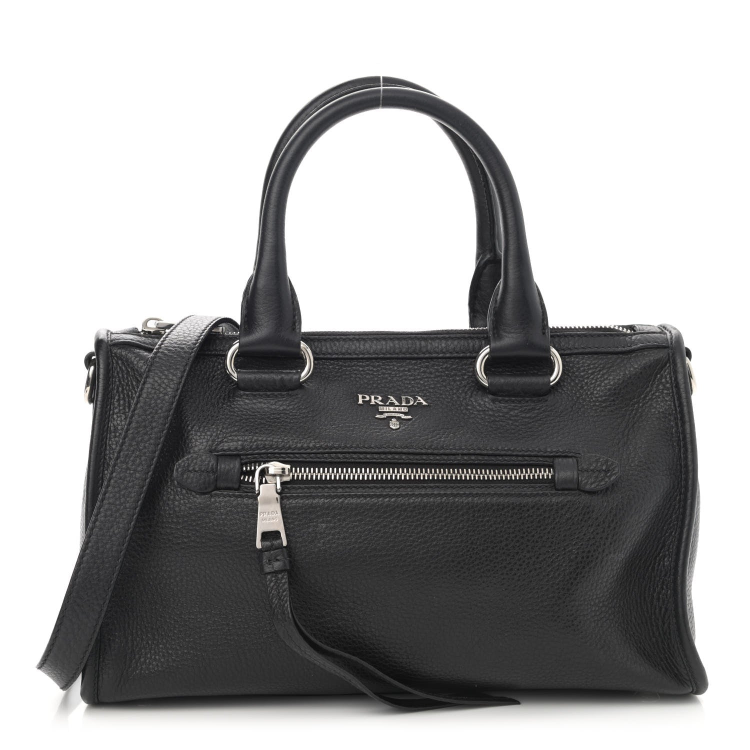 Prada Vitello Daino Shopping Satchel Black 1 of 12