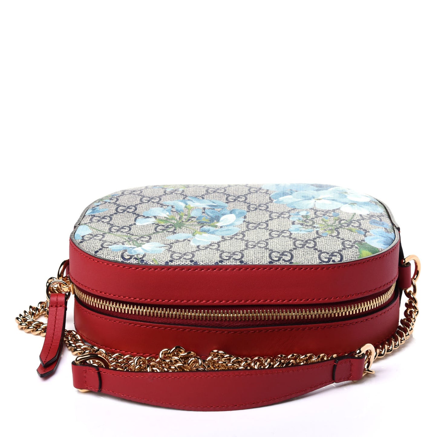 GG Supreme Monogram Blooms Mini Chain Shoulder Bag Beige Blue Navy Hibiscus Red