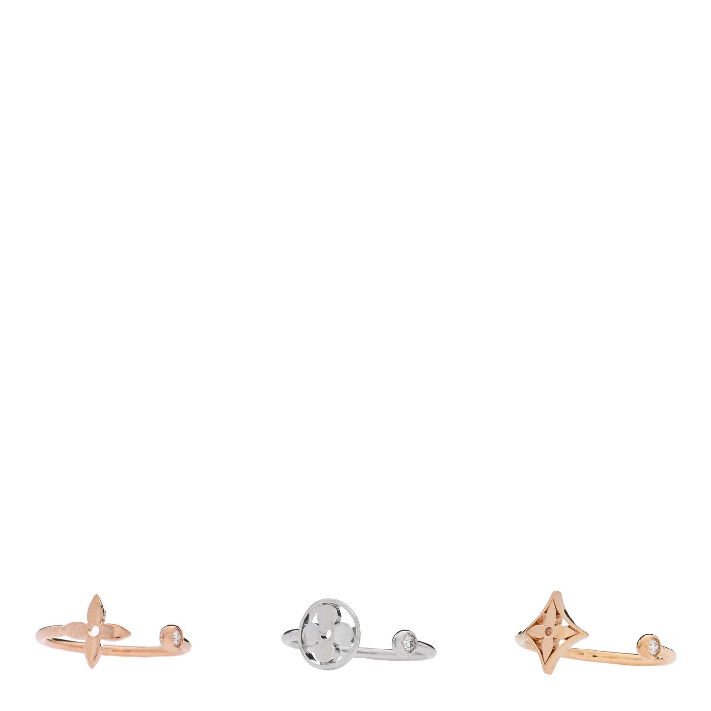18K Yellow Pink White Gold Diamond Idylle Blossom Ring 3 Set 50 5.5