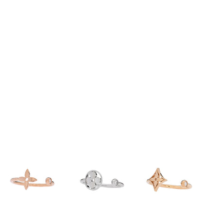 Louis Vuitton 18K Yellow Pink White Gold Diamond Idylle Blossom Ring 3 Set 50 5.5 1 of 5