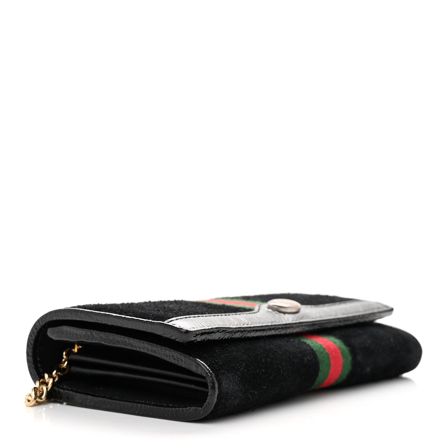 Suede Patent Web Ophidia Wallet On Chain Black