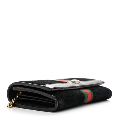 Gucci Suede Patent Web Ophidia Wallet On Chain Black 4 of 10