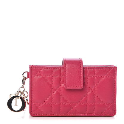 Christian Dior Lambskin Cannage Lady Dior 5-Gusset Card Holder Fuchsia 1 of 7