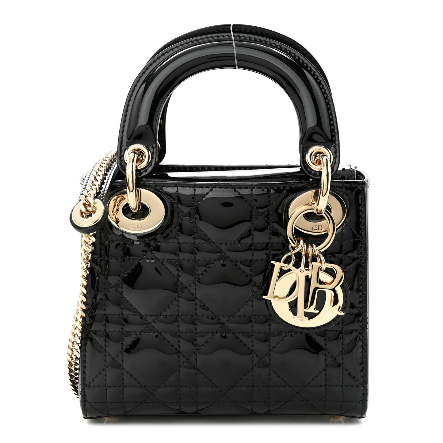 Patent Cannage Mini Lady Dior Black