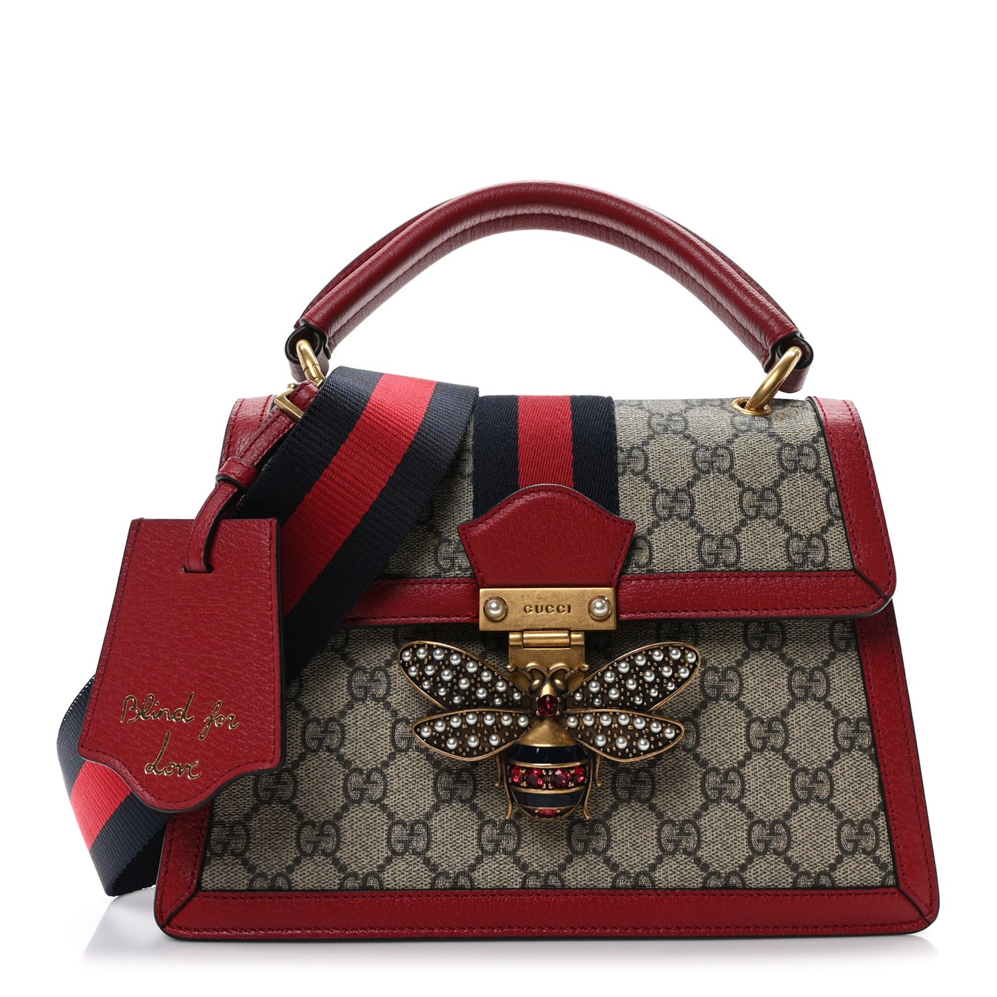 GG Supreme Monogram Small Queen Margaret Top Handle Bag Red