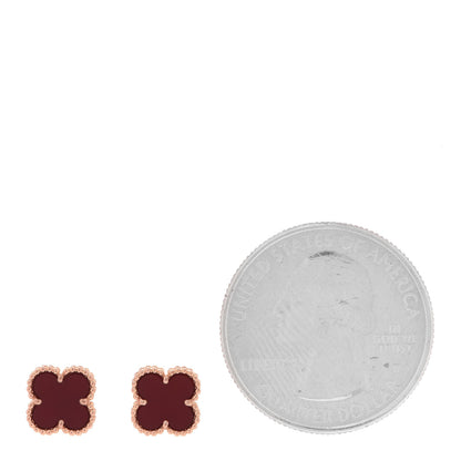 Van Cleef & Arpels 18K Rose Gold Carnelian Sweet Alhambra Earrings 2 of 5