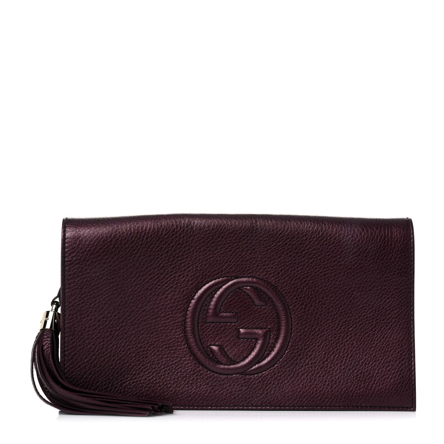Gucci Metallic Cellarius Calfskin Medium Soho Clutch Classic Burgundy 1 of 13