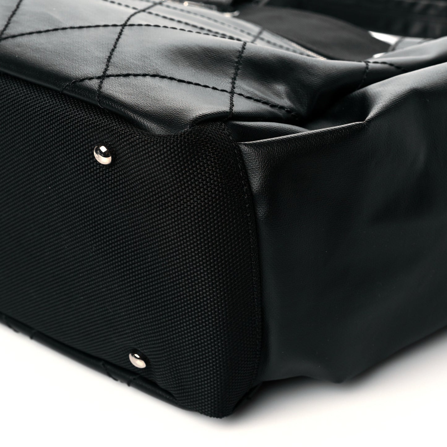 Coated Canvas Quilted Large Paris Biarritz Tote Black