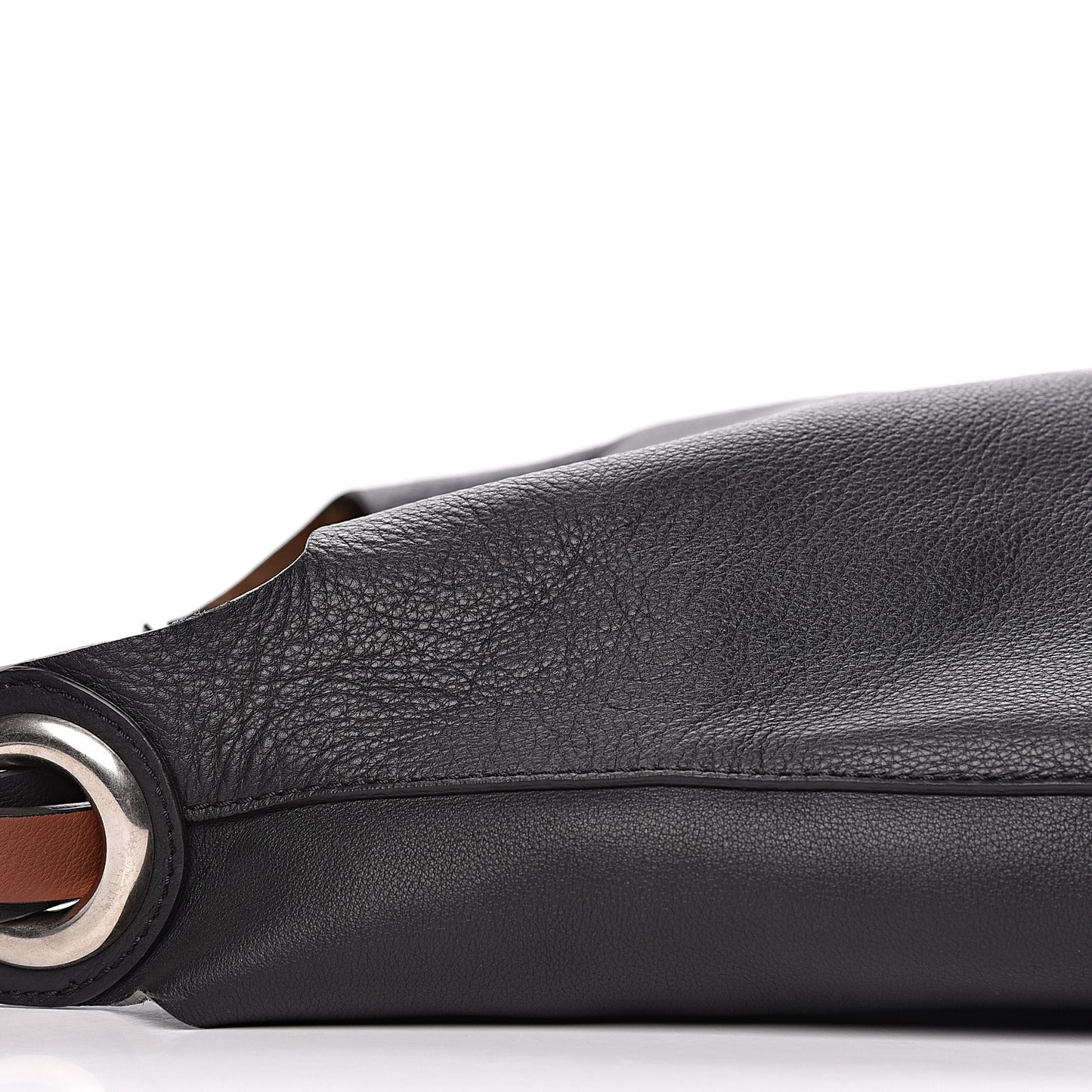 Calfskin Grommet Hobo Black