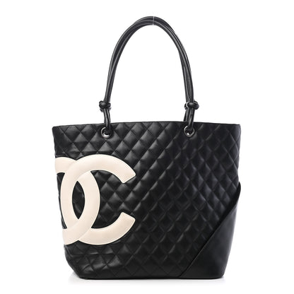 Chanel Calfskin Quilted Large Cambon Tote Black White 2 of 20