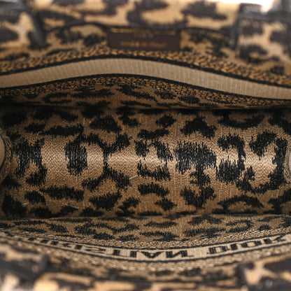 Christian Dior Canvas Mizza Embroidered Small Leopard Book Tote Beige 5 of 14