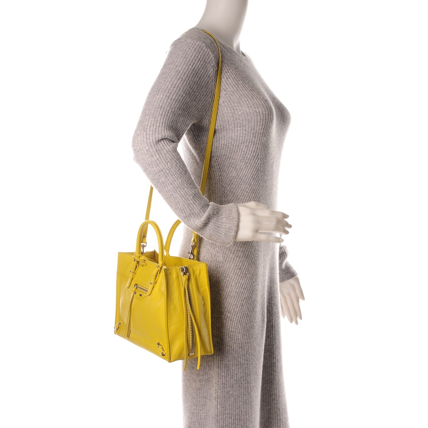 Veau Papier A6 Zip Around Tote Jaune Soleil