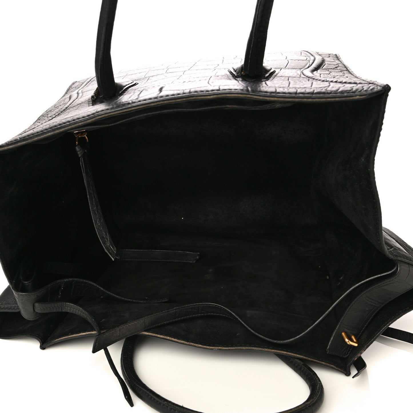 Crocodile Embossed Calfskin Medium Phantom Luggage Black