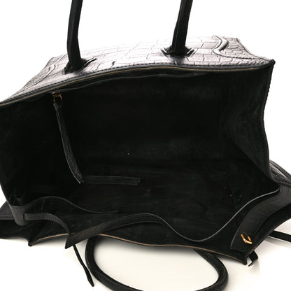 Celine Crocodile Embossed Calfskin Medium Phantom Luggage Black 7 of 9