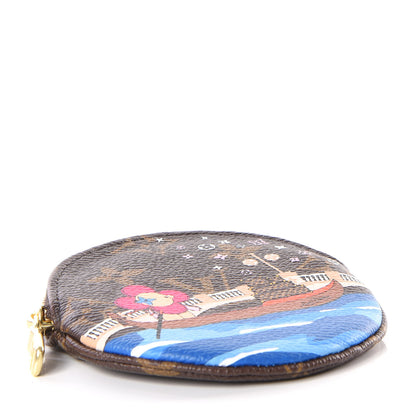 Louis Vuitton Monogram 2019 Christmas Animation Round Coin Purse Blue 3 of 9