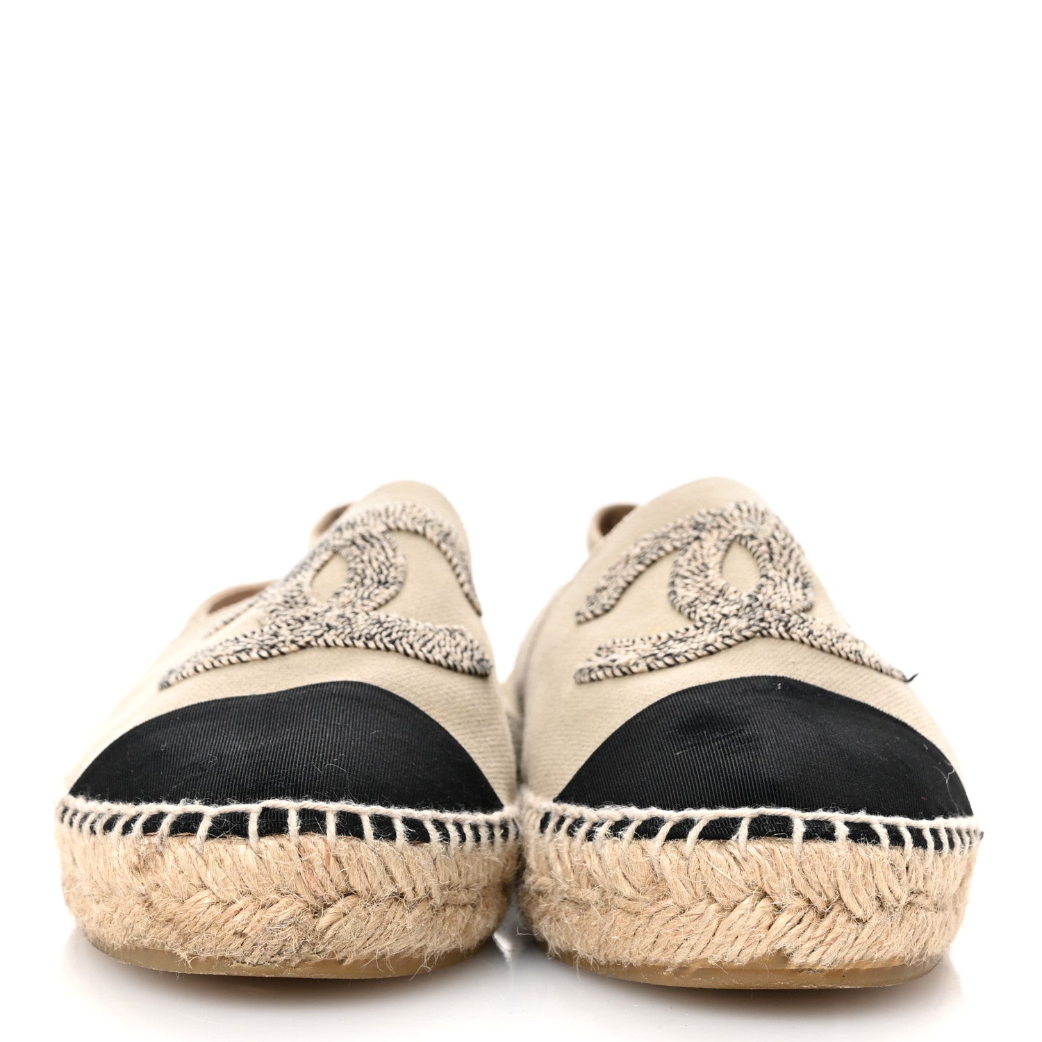 Chanel Canvas Grosgrain CC Espadrilles 40 Light Green Black 3 of 13