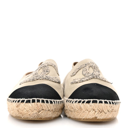Chanel Canvas Grosgrain CC Espadrilles 40 Light Green Black 3 of 13