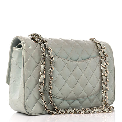 Chanel Iridescent Lambskin Quilted Medium Double Flap Light Blue 3 of 13