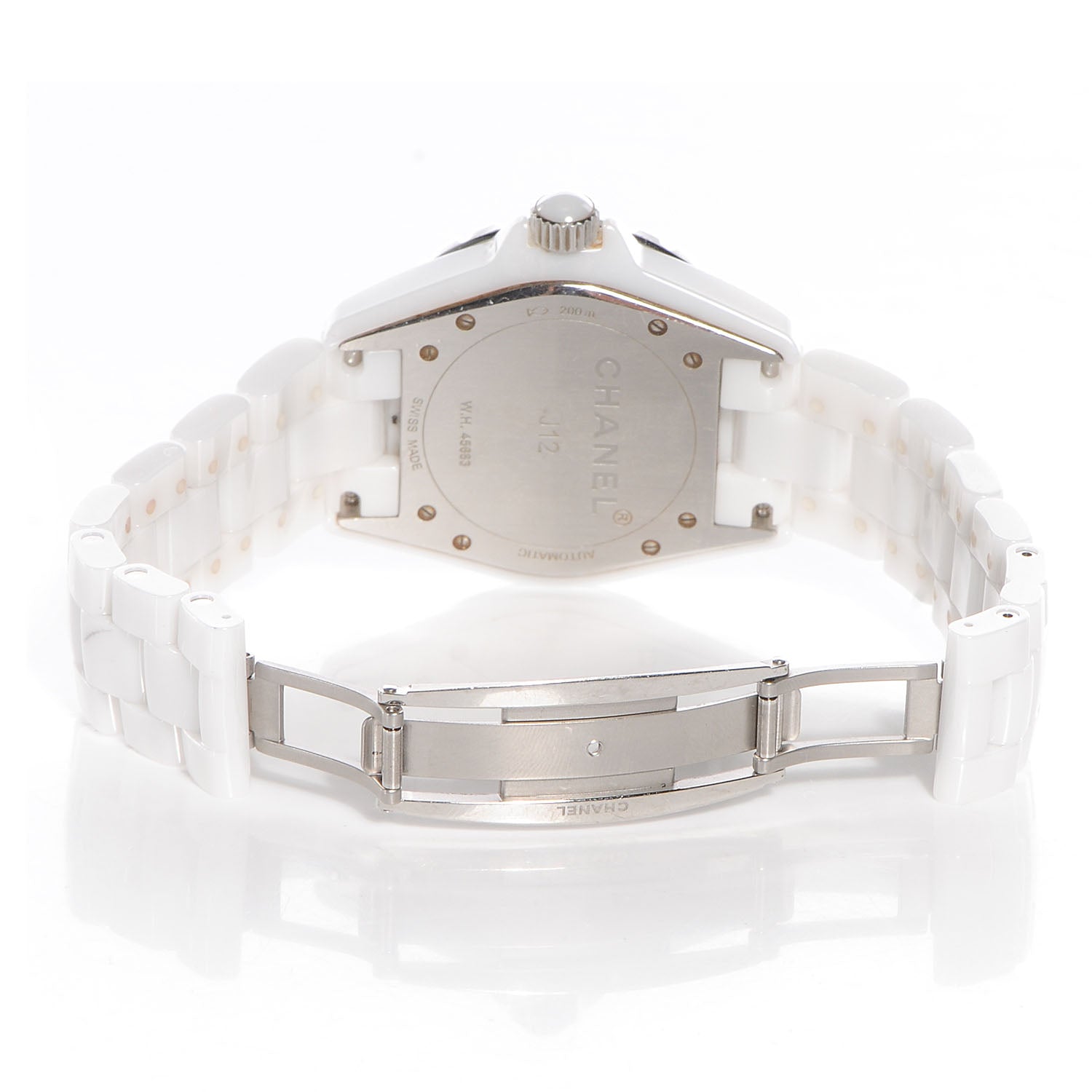 Chanel Stainless Steel Ceramic Diamond 33mm J12 Quartz Watch White 4 of 5